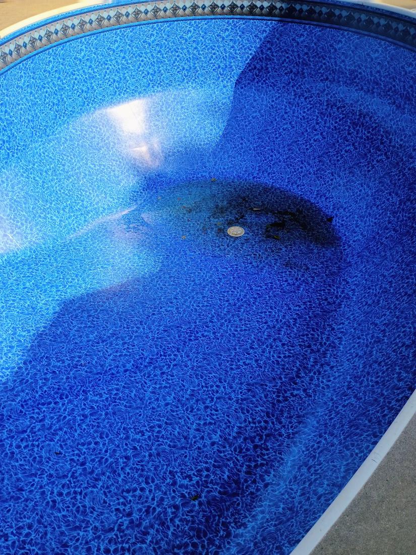 Water starting to fill over the new liner floor