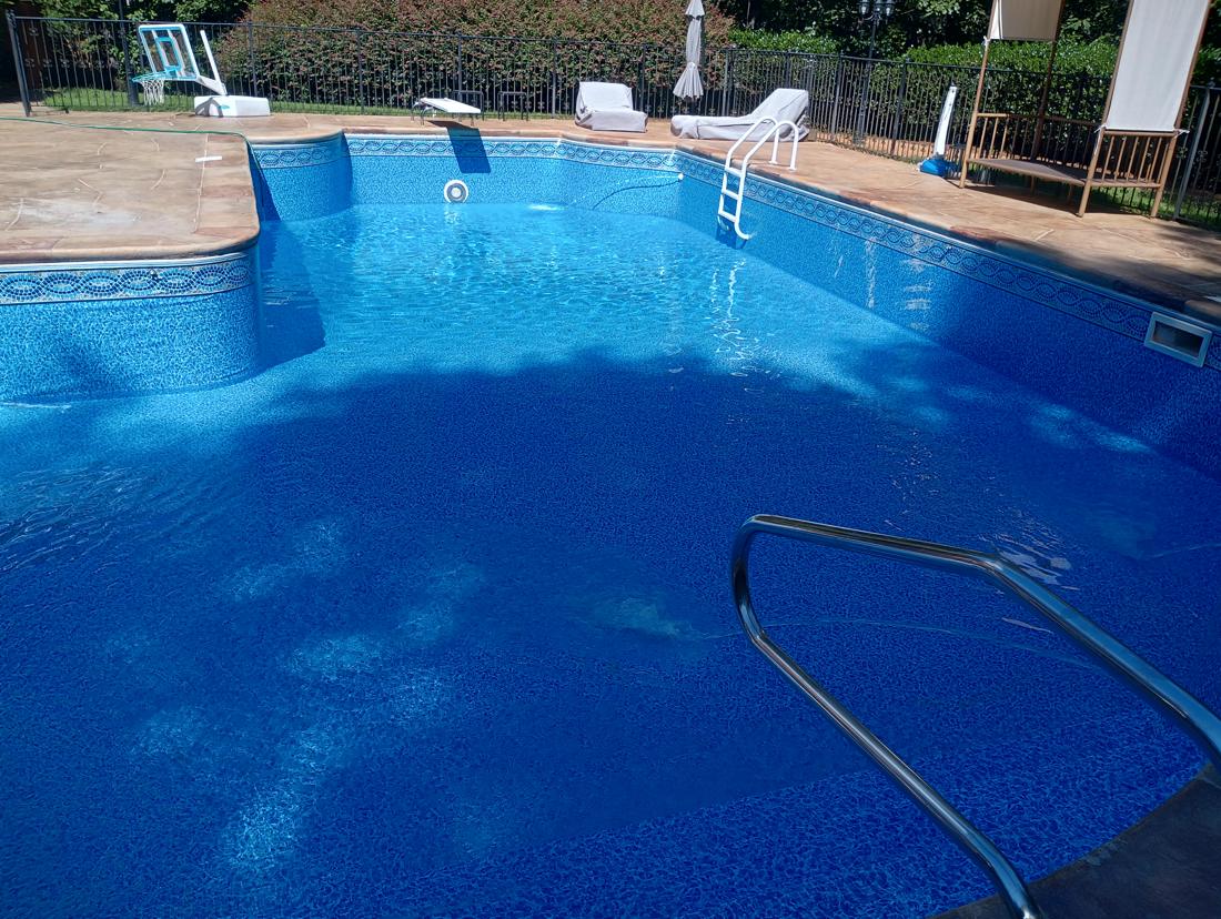 Finished pool seen from the steps