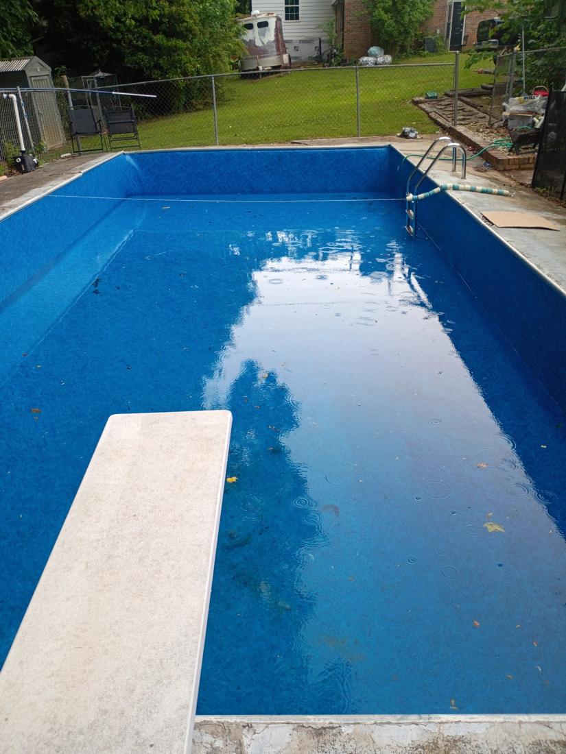 Finished pool seen from the diving board