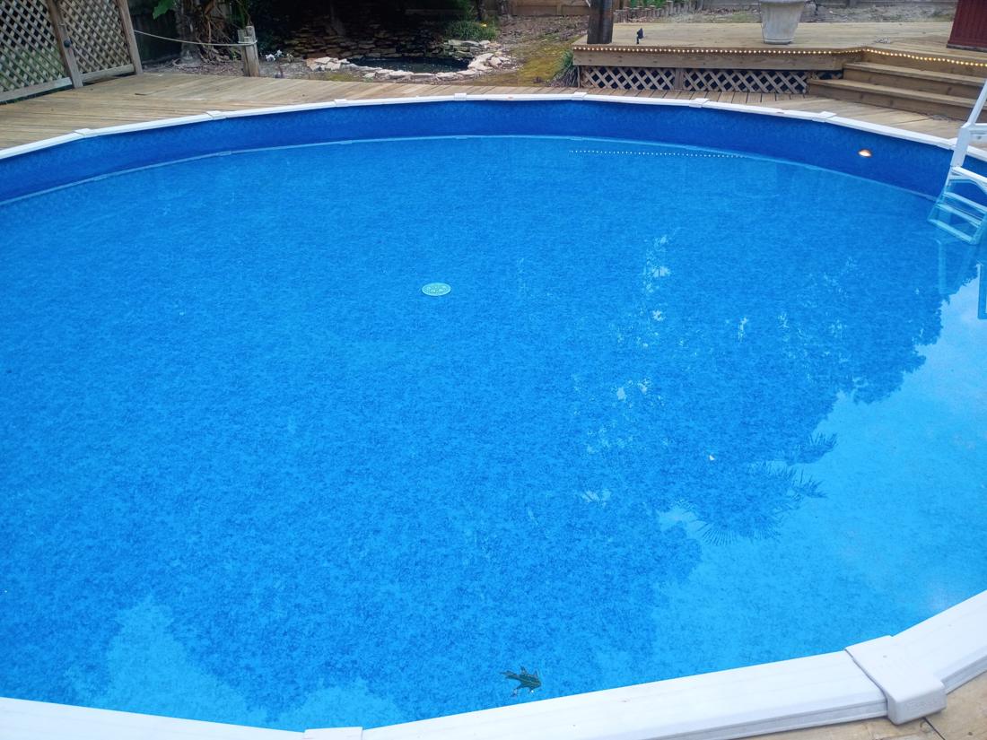 Close view of the finished pool and clear water