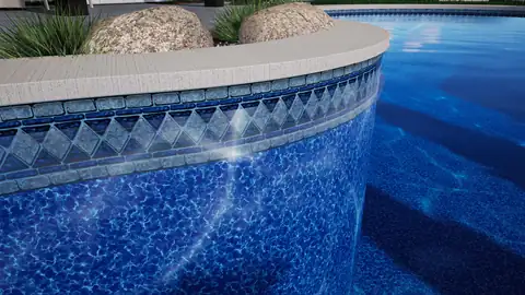 New Hampton Bays Sierra vinyl liner installed in a real pool