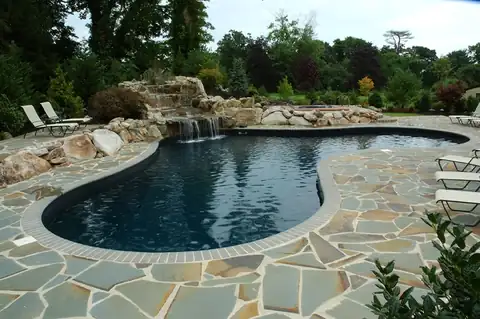 Solid Black vinyl liner installed in a real pool