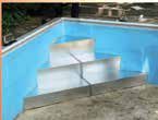 Steel step installed in a pool before the liner