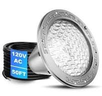 Stainless pool light fixture with cord